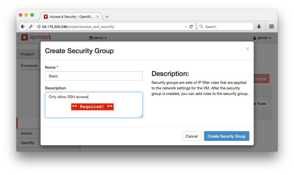 Create Security Group
